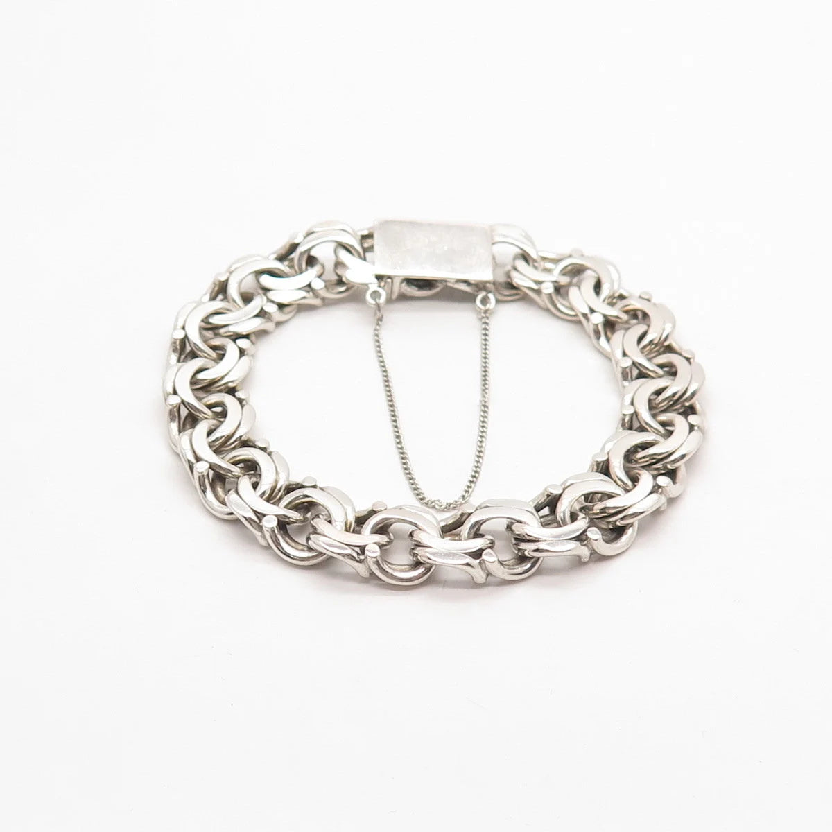 925 Sterling Silver Vintage Double Rolo Link Bracelet 6.75"