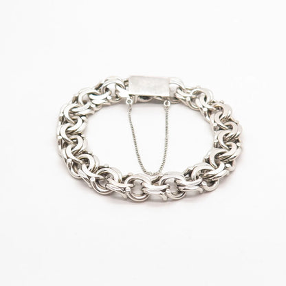925 Sterling Silver Vintage Double Rolo Link Bracelet 6.75"