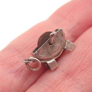 Silco 925 Sterling Silver Vintage Mexico Grinding Stone Wheel Mini Charm Pendant