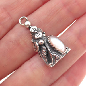 Prairie Fire Old Pawn Sterling Silver Vintage MOP Floral Tribal Charm Pendant