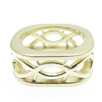 925 Sterling Silver Gold Plated Woven Square Band Ring Size 7.5
