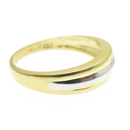 SMK 925 Sterling Silver 2-Tone Striped Ring Size 7.25