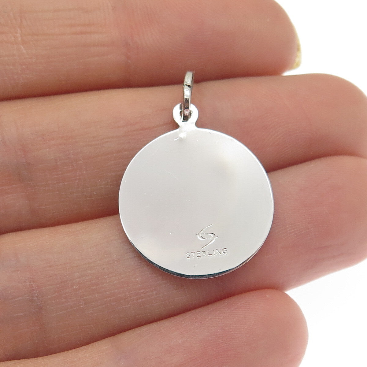 SPENCER CO. 925 Sterling Silver Vintage "Mother" Textured Round Charm Pendant