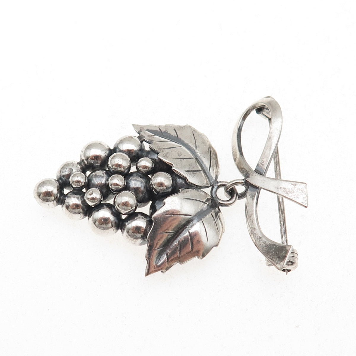 John Lauritzen 925 Sterling Silver Antique Art Deco Denmark Grape Pin Brooch