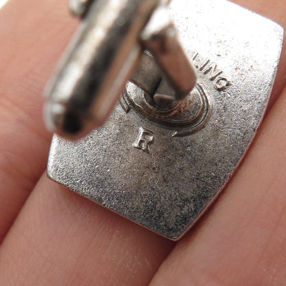 925 Sterling Silver Antique Art Deco Enamel ID Cufflinks