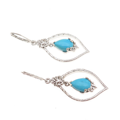 Chuck Clemency Sterling Silver Real Sleeping Beauty Turquoise Dangle Earrings