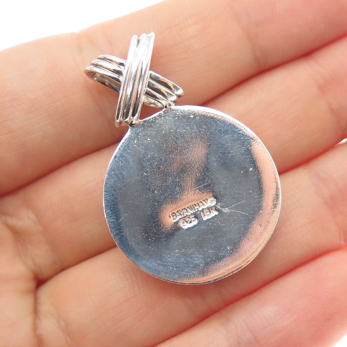 BAYANIHAN 18K Gold 925 Sterling Silver Vintage Modernist Slide Charm Pendant