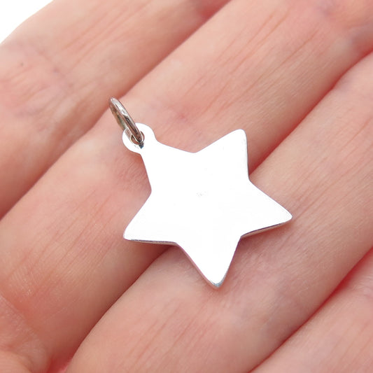 925 Sterling Silver Vintage Star Minimalist Charm Pendant