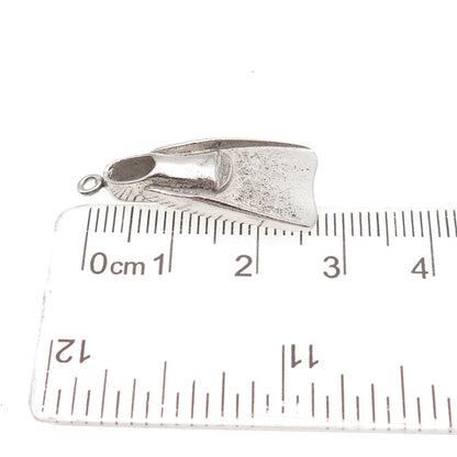 925 Sterling Silver Vintage HLP Scuba Diving Fin Oxidized Charm Pendant
