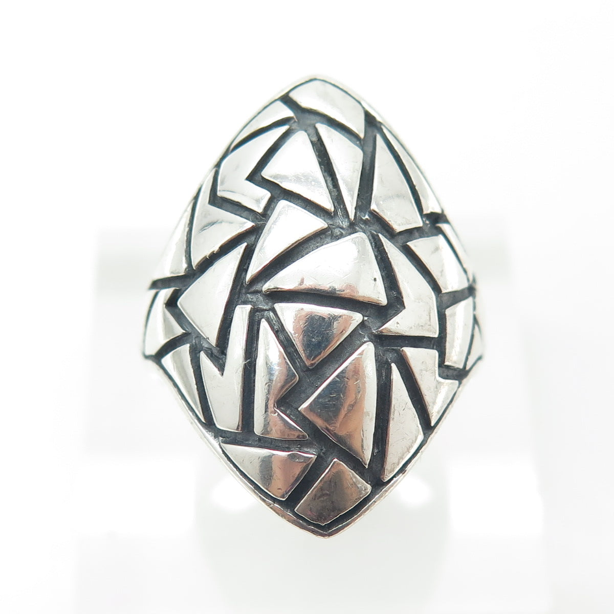 925 Sterling Silver Vintage Maze Modernist Statement Ring Size 11.25