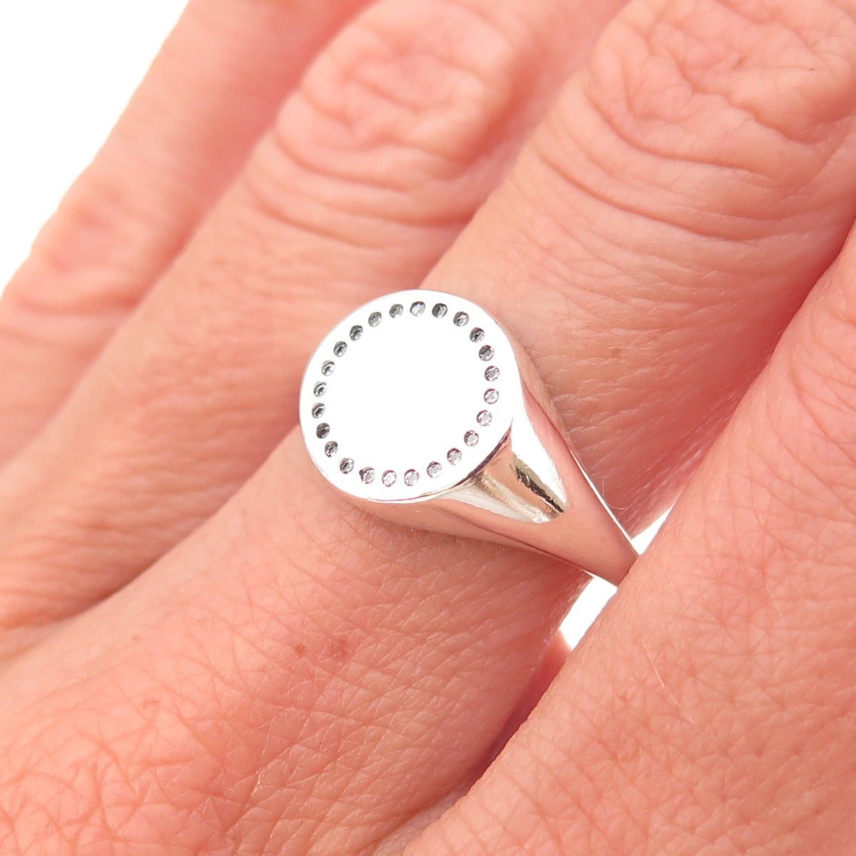 Pandora 925 Sterling Silver Round-Cut C Z Circle of Life Signet Ring Size 7