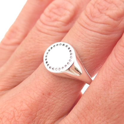 Pandora 925 Sterling Silver Round-Cut C Z Circle of Life Signet Ring Size 7