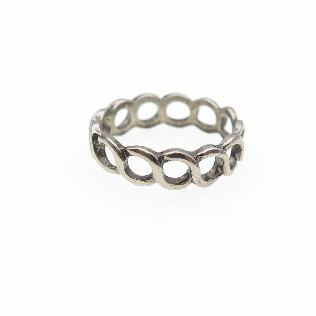 925 Sterling Silver Vintage Infinity Link Oxidized Band Ring Size 5.25