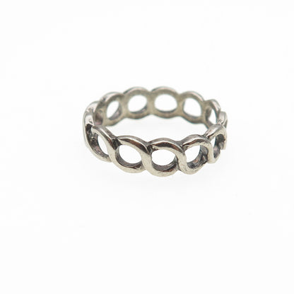 925 Sterling Silver Vintage Infinity Link Oxidized Band Ring Size 5.25