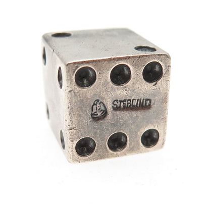 925 Sterling Silver Vintage Mexico Lion Oxidized Dice Paperweight