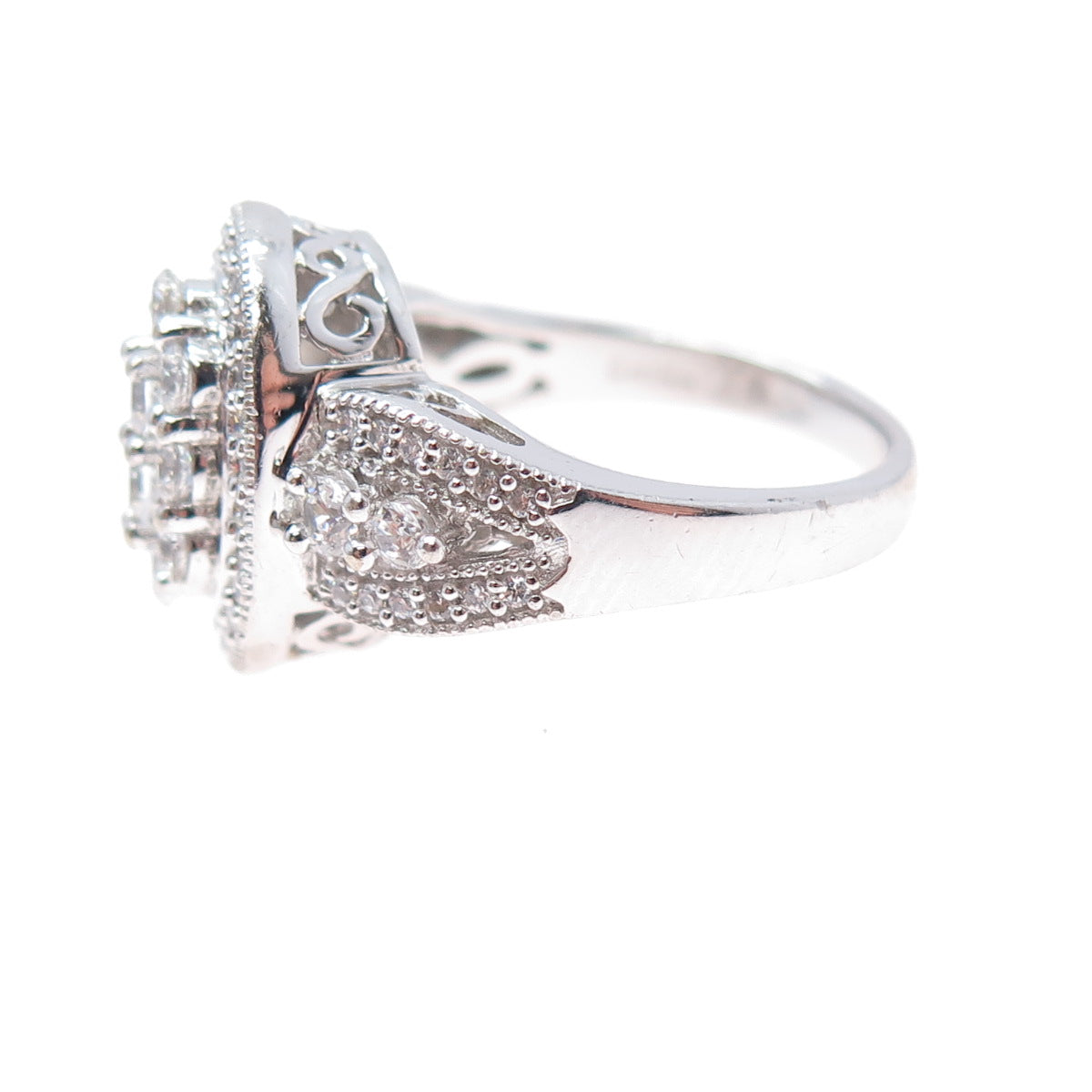 IMENA 925 Sterling Silver Round-Cut C Z Ring Size 7