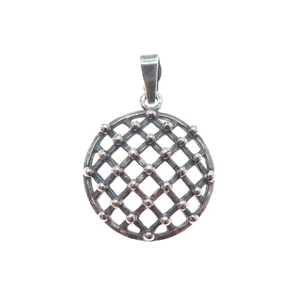 925 Sterling Silver Vintage European Beaded Cage Oxidized Charm Pendant