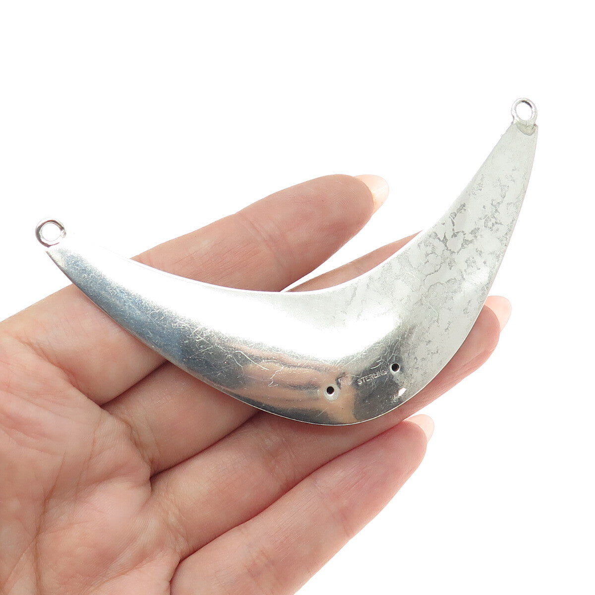 925 Sterling Silver Vintage Modernist Centerpiece Hollow Pendant