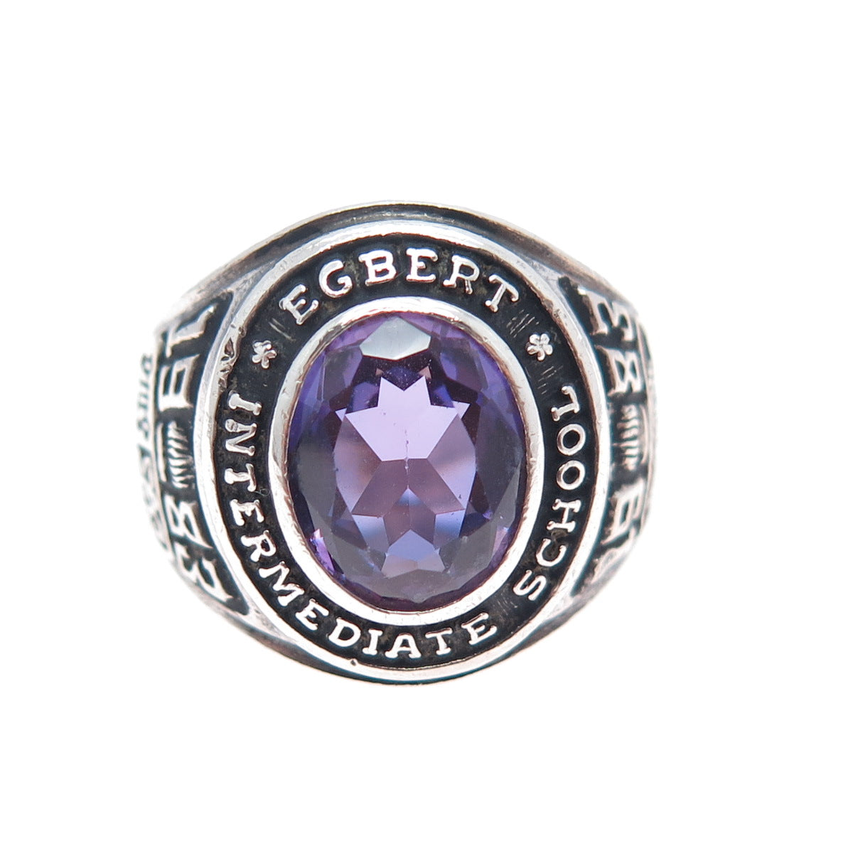 REED & CO. 925 Sterling Vintage 1983 Real Amethyst Egbert School Ring Size 6.75