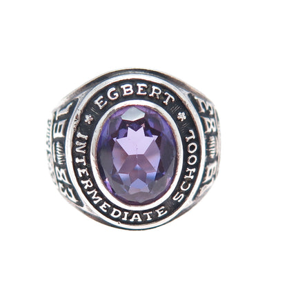 REED & CO. 925 Sterling Vintage 1983 Real Amethyst Egbert School Ring Size 6.75