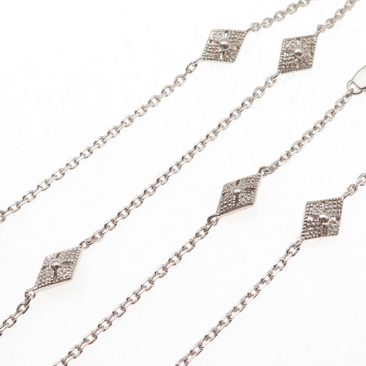 925 Sterling Silver Vintage Station By The Yard Cable Chain Necklace 18"