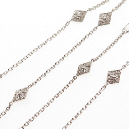 925 Sterling Silver Vintage Station By The Yard Cable Chain Necklace 18"