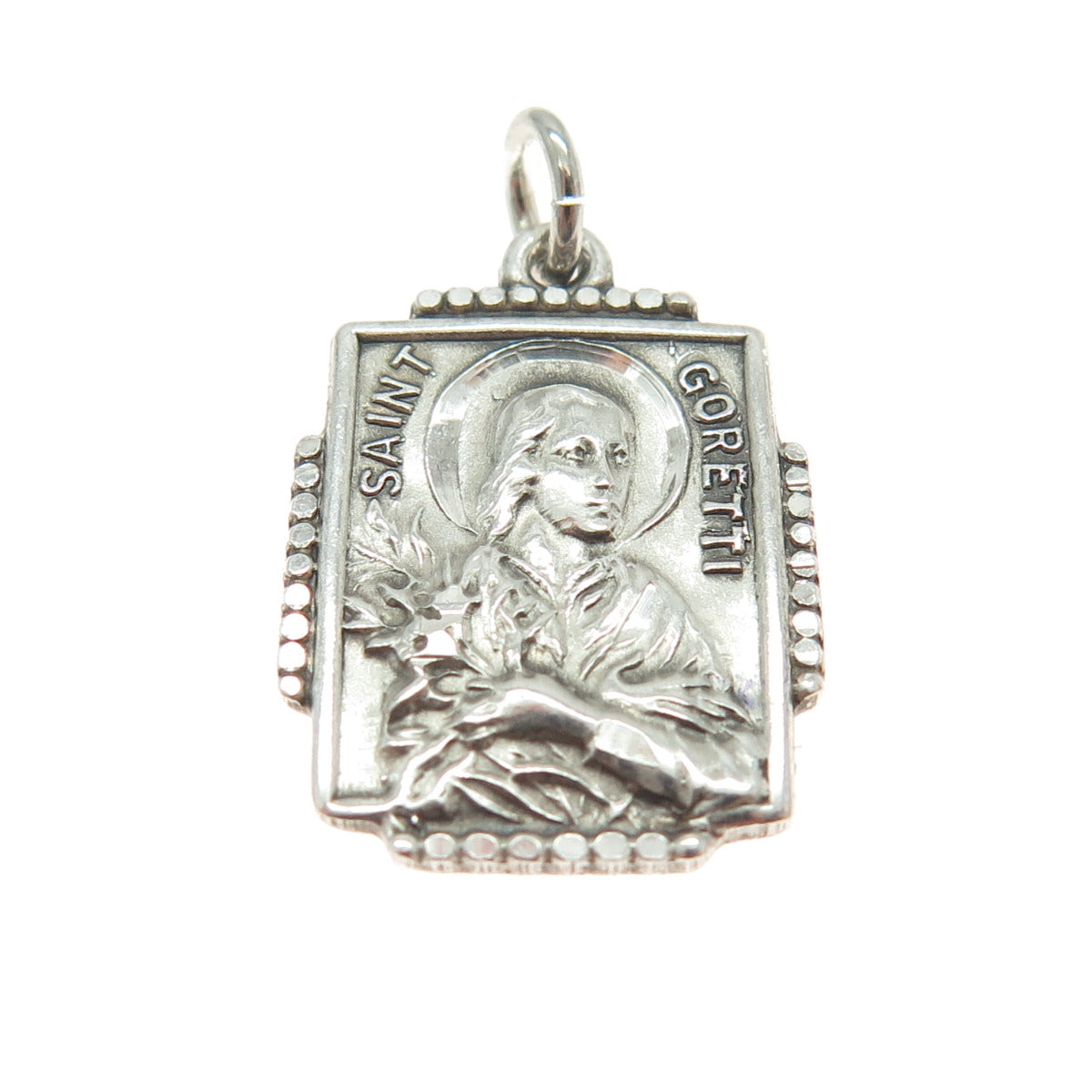 BLI 925 Sterling Silver Antique Art Deco St. Goretti Religious Pendant