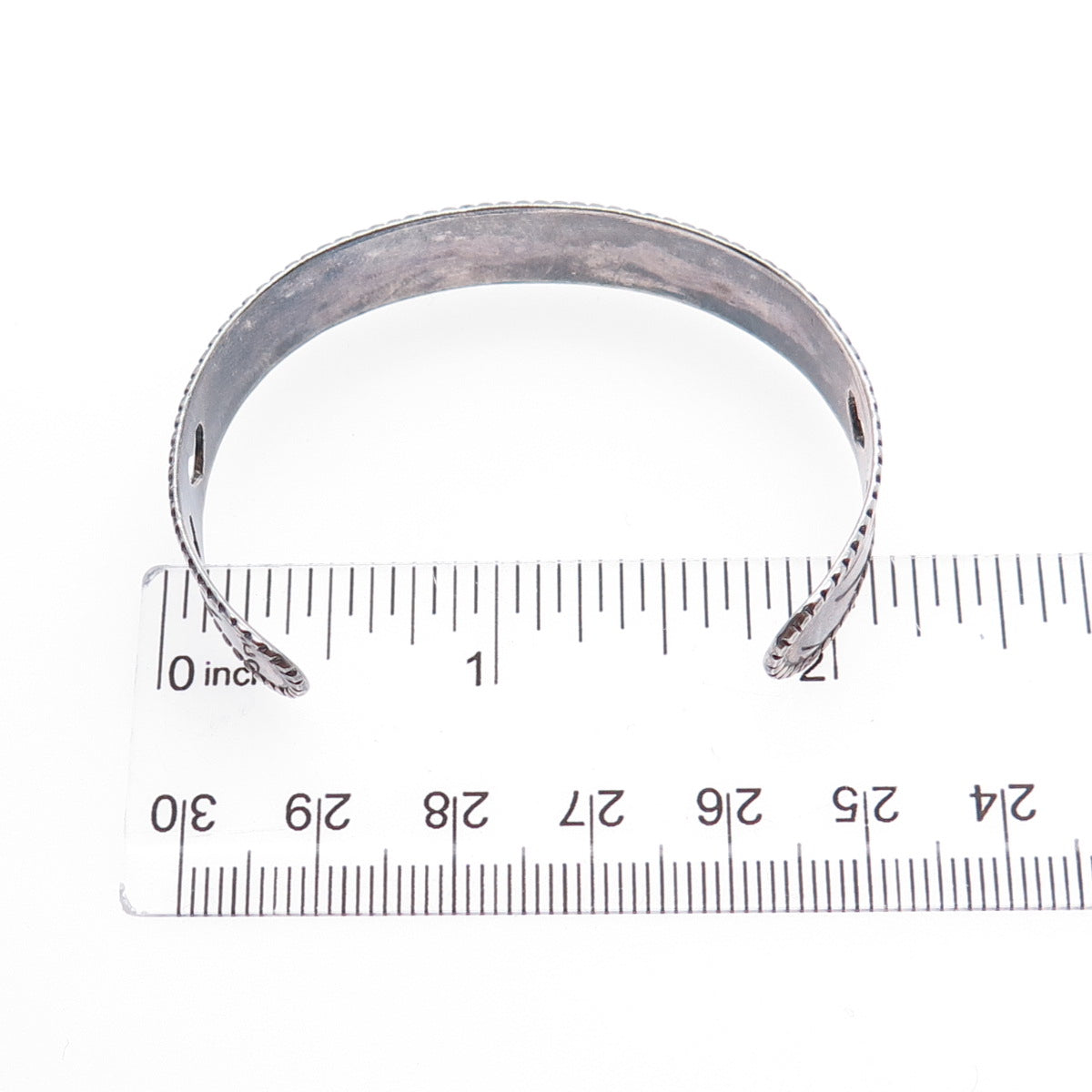 925 Sterling Vintage Grandma Loves Me Oxidized Adjustable Cuff Bracelet 5.75"