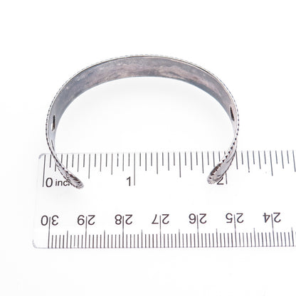 925 Sterling Vintage Grandma Loves Me Oxidized Adjustable Cuff Bracelet 5.75"