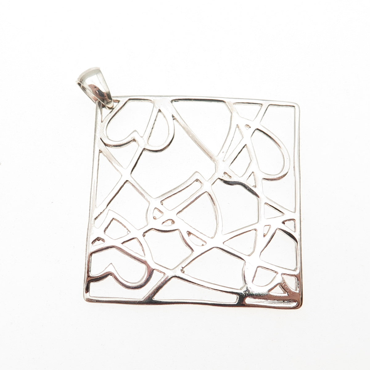 925 Sterling Silver Vintage Italy Heart Spider Web Charm Pendant