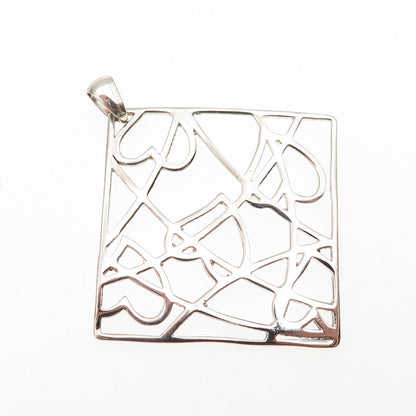 925 Sterling Silver Vintage Italy Heart Spider Web Charm Pendant