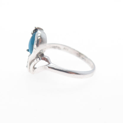 COLEMAN CO. 925 Sterling 12K Rose Yellow Gold Vintage Real Turquoise Ring Size 9