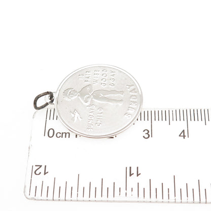 JAY POSON 925 Sterling Silver Vintage Sunday's Child Charm Pendant