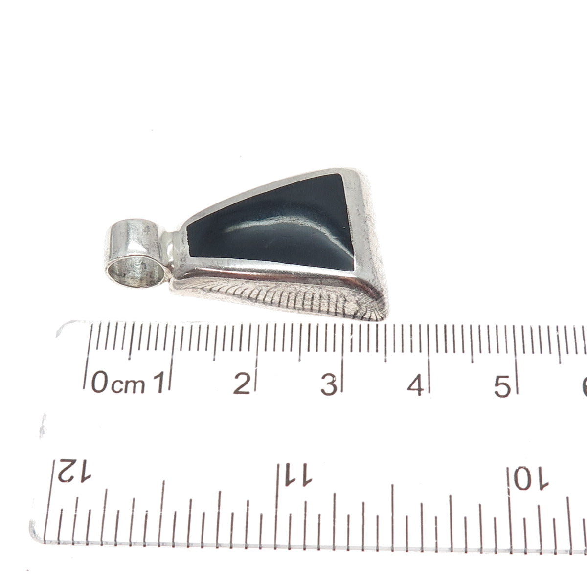 950 Silver Vintage Mexico Real Black Onyx Modernist Charm Pendant