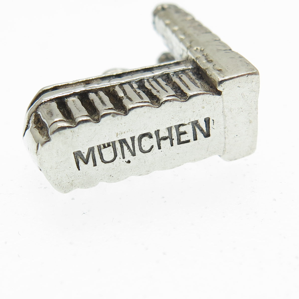 800 Silver Antique Germany Munich Landmark Minimalist 3D Charm Pendant