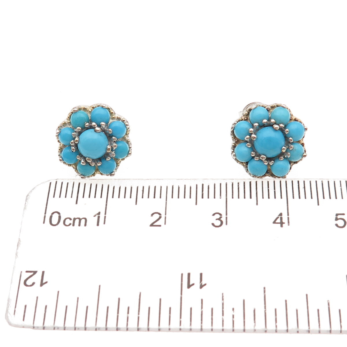 Chuck Clemency 925 Sterling Silver Real Sleeping Beauty Turquoise Stud Earrings