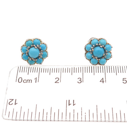 Chuck Clemency 925 Sterling Silver Real Sleeping Beauty Turquoise Stud Earrings