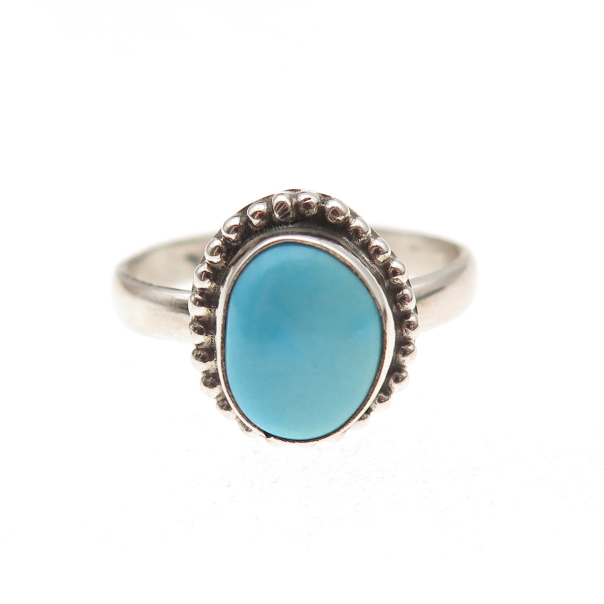 925 Sterling Silver Vintage Real Tyrone Turquoise Oxidized Ring Size 8.25