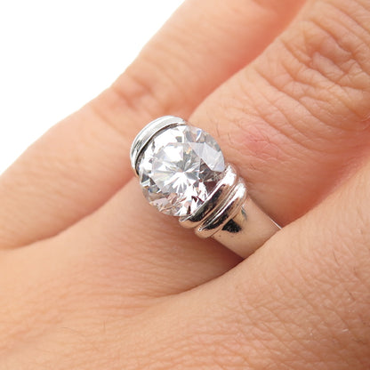 925 Sterling Silver Round-Cut C Z Engagement Ring Size 6