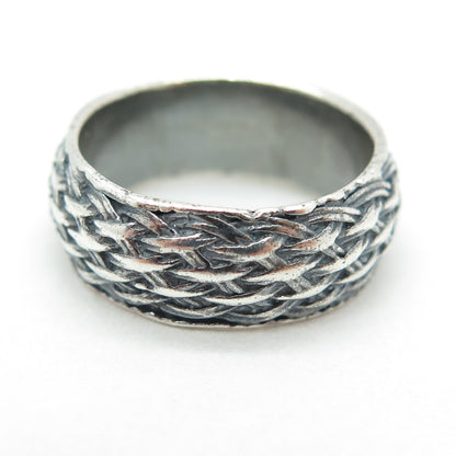 925 Sterling Silver Vintage Wicker Band Ring Size 6.25