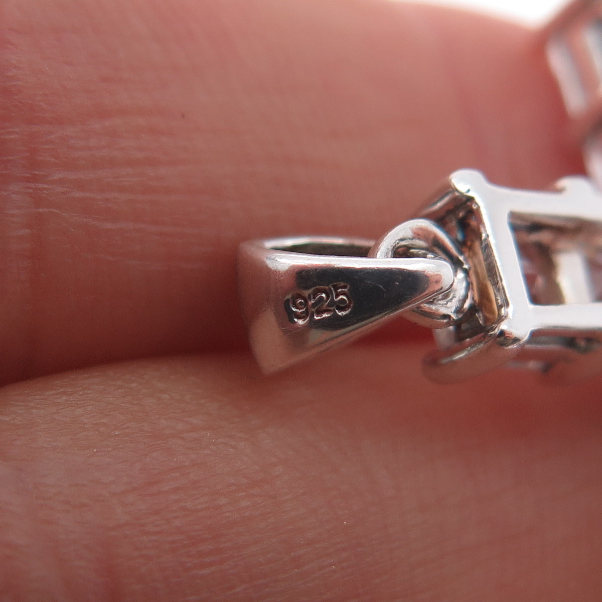 925 Sterling Silver Princess-Cut C Z Cross Charm Pendant