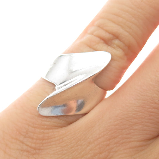 925 Sterling Silver Vintage Modernist Wavy Ring Size 5.5