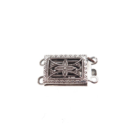 925 Sterling Silver Antique Art Deco Bracelet / Necklace Floral Box Lock Clasp