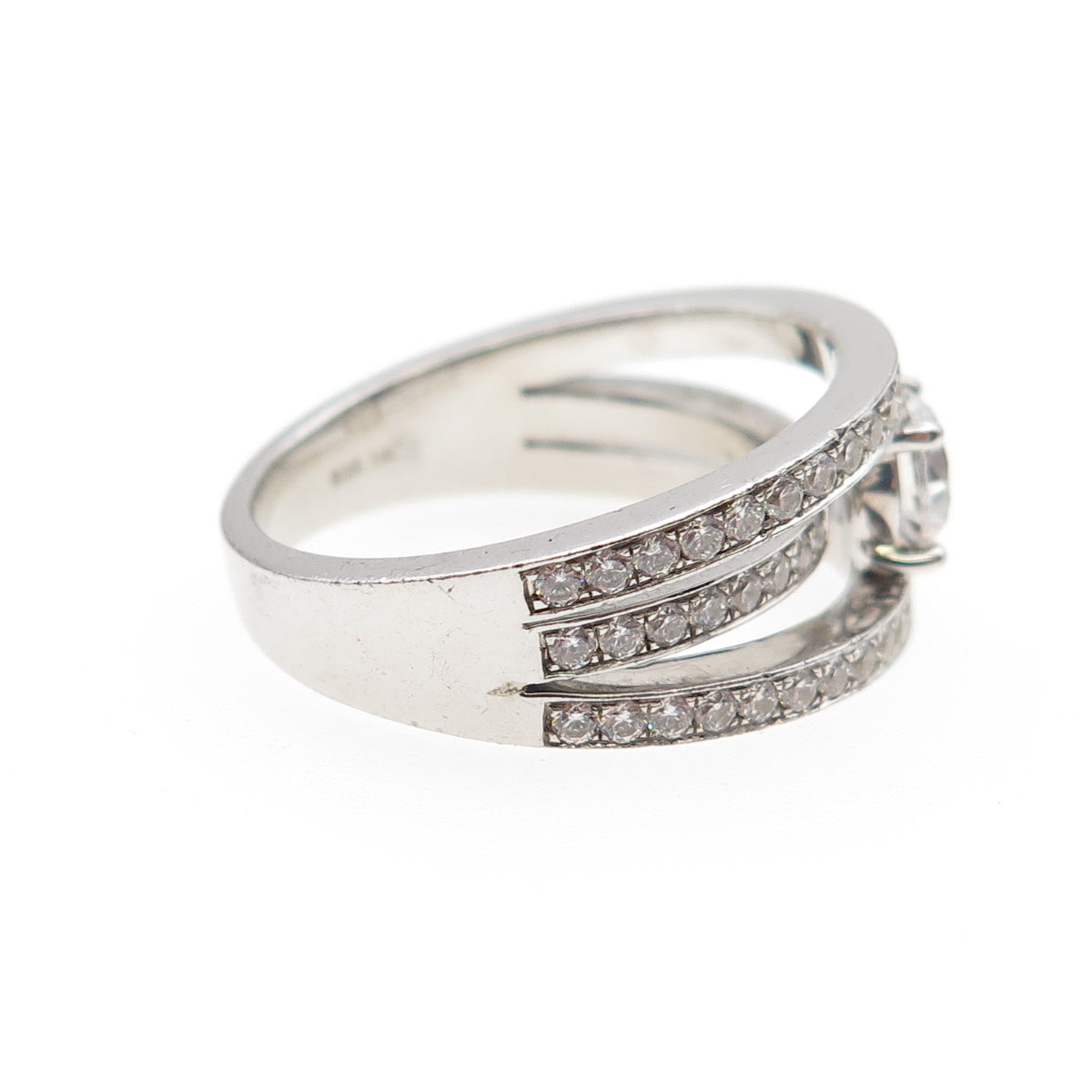 925 Sterling Silver Round-Cut C Z Multi-Row Engagement Ring Size 6.25