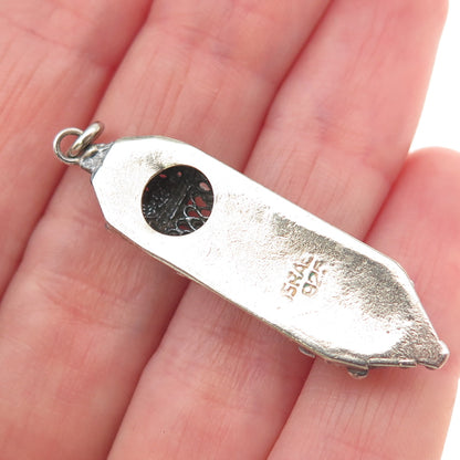 925 Sterling Silver Vintage Israel Mezuzah Filigree Oxidized Charm Pendant