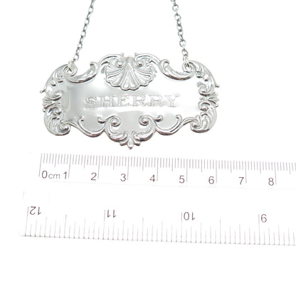 925 Sterling Silver Antique Art Deco Sherry Repousse Bottle Tag #350