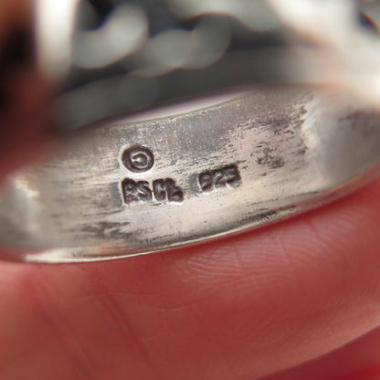 PETER STONE 925 Sterling Silver Vintage Lucky Clover Oxidized Band Ring Size 8