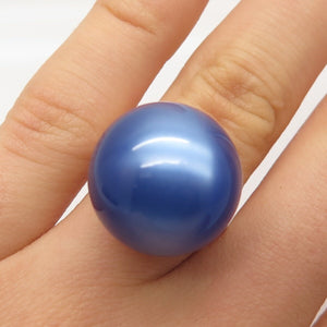 925 Sterling Silver Vintage Fiber Optic Cat's Eye Gem Round Domed Ring Size 5