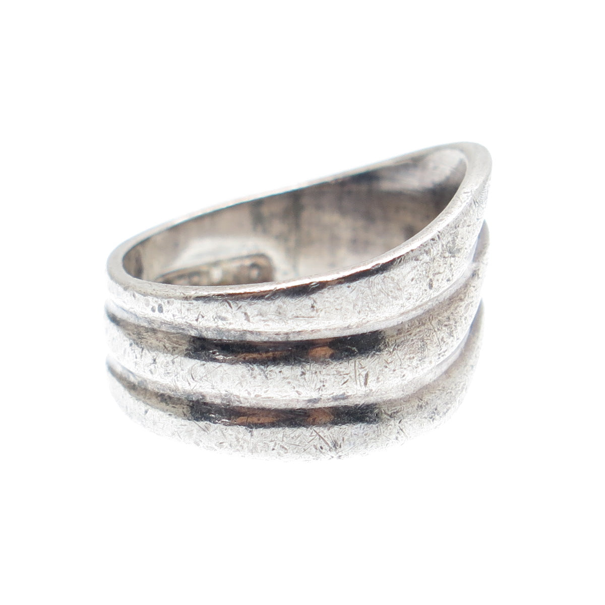 925 Sterling Silver Vintage Modernist Wavy Ring Size 5
