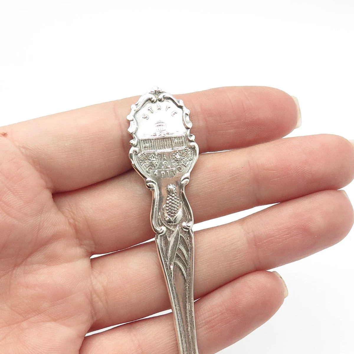 925 Sterling Silver Antique Soldiers' & Cleveland Mon't Ohio States Cities Spoon